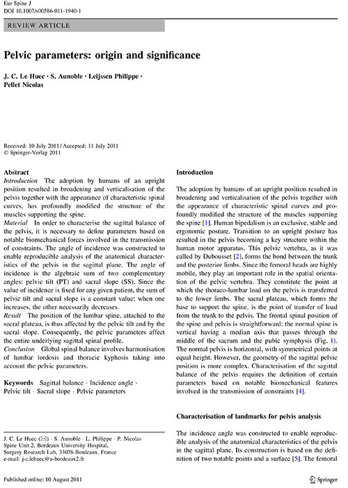 Pelvic parameters: origin and significance