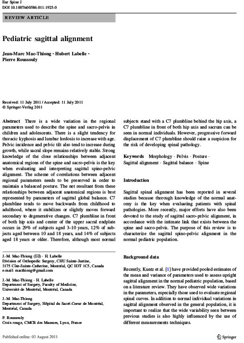 Pediatric sagittal alignment