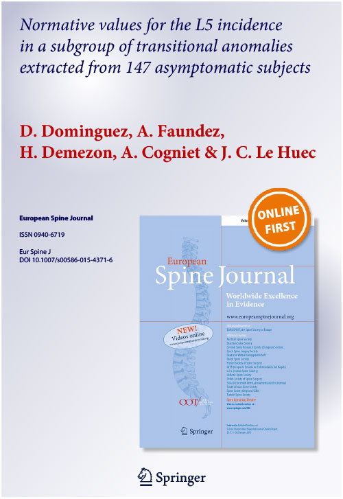 Normative values for the L5 incidence in a subgroup of transitional anomalies extracted from 147 asymptomatic subjects